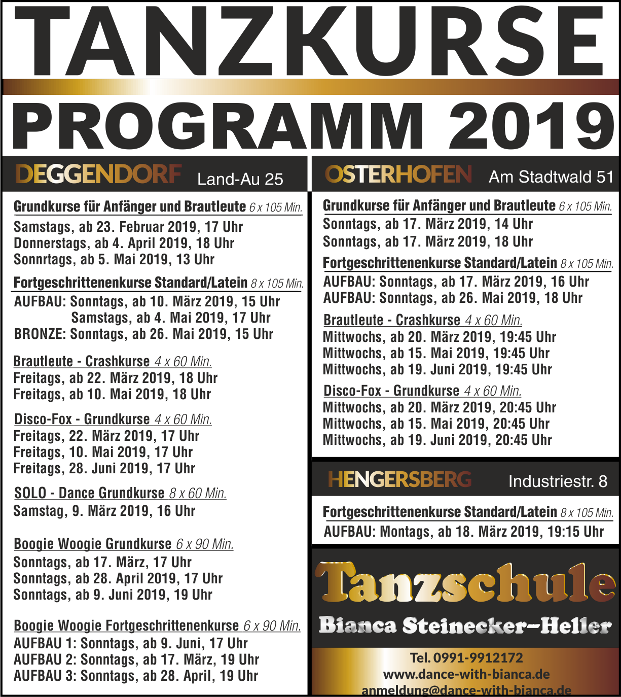 Unser Kursprogramm Tanz 2019